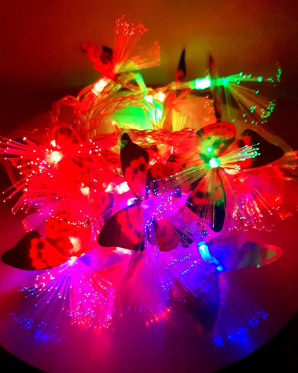 Instalatie de Craciun cu Baterii Tip Sir 20 LED -uri Fibra Optica Fluturi
