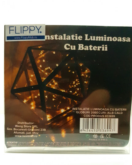 Instalatie de Craciun cu Baterii Tip Sir 20 LED -uri Globuri