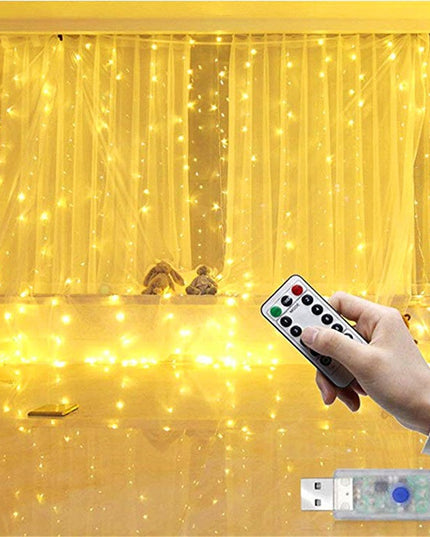 Instalatie de Craciun, Instalatie de Tip Perdea IP44, Alimentare prin Port USB si Telecomanda cu 8 functii, x , 600 LED