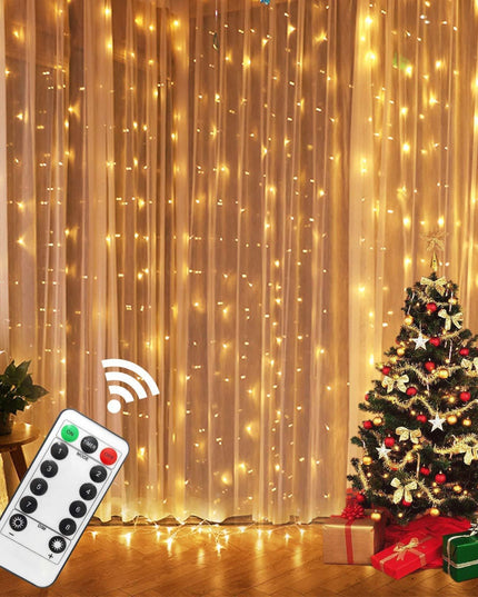 Instalatie de Craciun, Instalatie de Tip Perdea IP44, Alimentare prin Port USB si Telecomanda cu 8 functii, x , 600 LED