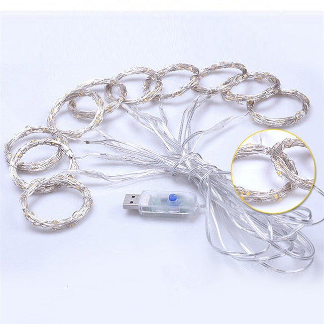 Instalatie de Craciun, Instalatie de Tip Perdea IP44, Alimentare prin Port USB si Telecomanda cu 8 functii, x , 600 LED