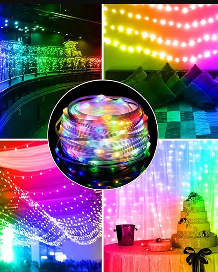 Instalatie de Craciun Yoto, liniara, cu 100 micro LED-uri,220V, conectare la retea, cu 8 jocuri de lumini, interior/exterior, fir