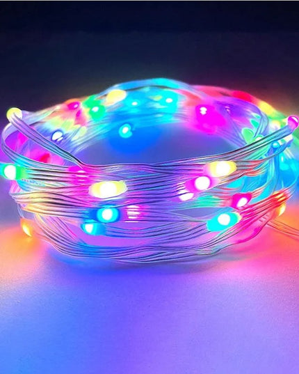 Instalatie de Craciun Yoto, liniara, cu 100 micro LED-uri,220V, conectare la retea, cu 8 jocuri de lumini, interior/exterior, fir