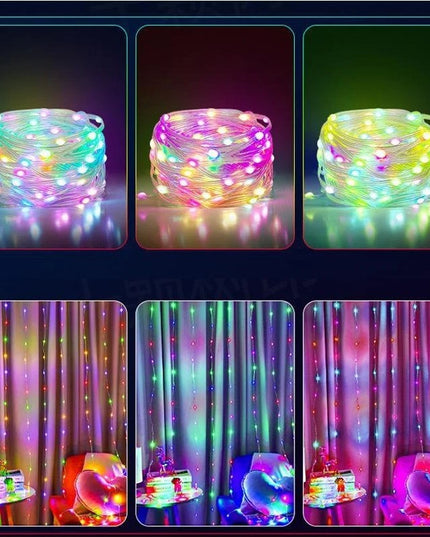 Instalatie de Craciun liniara, cu 200 micro LED-uri,220V, conectare la retea, cu 8 jocuri de lumini, interior/exterior, fir