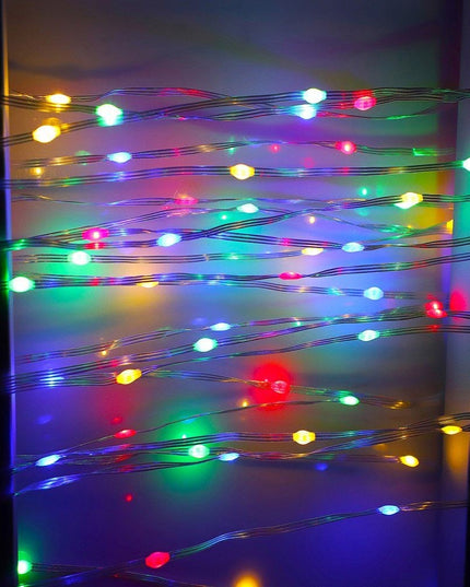 Instalatie de Craciun liniara, cu 200 micro LED-uri,220V, conectare la retea, cu 8 jocuri de lumini, interior/exterior, fir