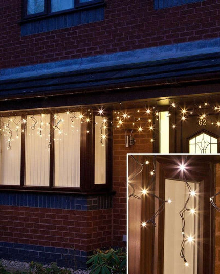 Instalatie de Craciun ® Tip Franjuri, 8 jocuri de lumini cu transformator,858 LED-uri, Interconectabila, Fir