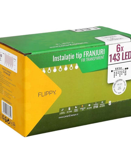 Instalatie de Craciun ® Tip Franjuri, 8 jocuri de lumini cu transformator,858 LED-uri, Interconectabila, Fir