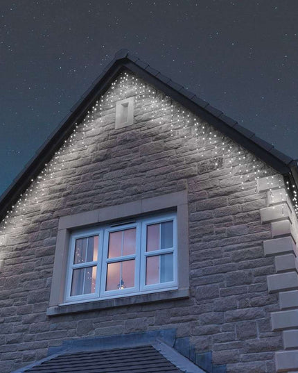 Instalatie de Craciun ® Tip Franjuri, 8 jocuri de lumini cu transformator,1001 LED-uri, Interconectabila, Fir