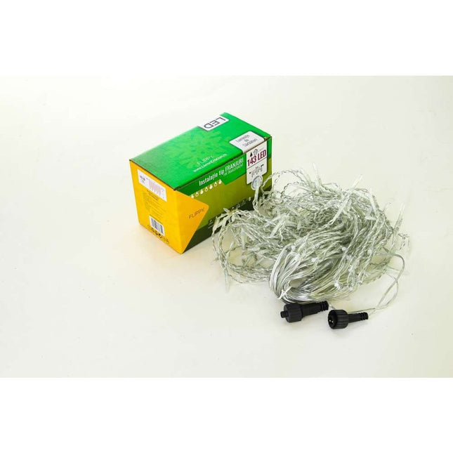 Instalatie de Craciun ® Tip Franjuri, 8 jocuri de lumini cu transformator,143 LED-uri, Interconectabila, Fir