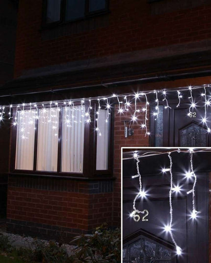 Instalatie de Craciun ® Tip Franjuri, Flash, cu transformator,286 LED-uri, Interconectabila, Fir