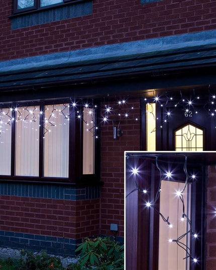 Instalatie de Craciun ® Tip Franjuri, Flash, cu transformator,286 LED-uri, Interconectabila, Fir