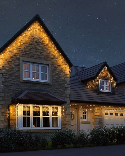 Instalatie de Craciun ® Tip Franjuri, Flash, cu transformator,429 LED-uri, Interconectabila, Fir