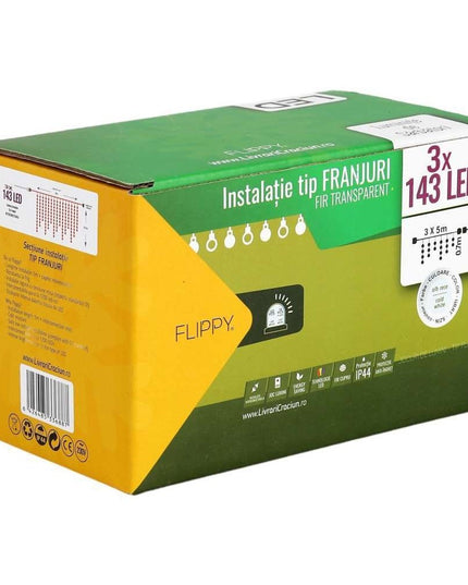 Instalatie de Craciun ® Tip Franjuri, Flash, cu transformator,429 LED-uri, Interconectabila, Fir