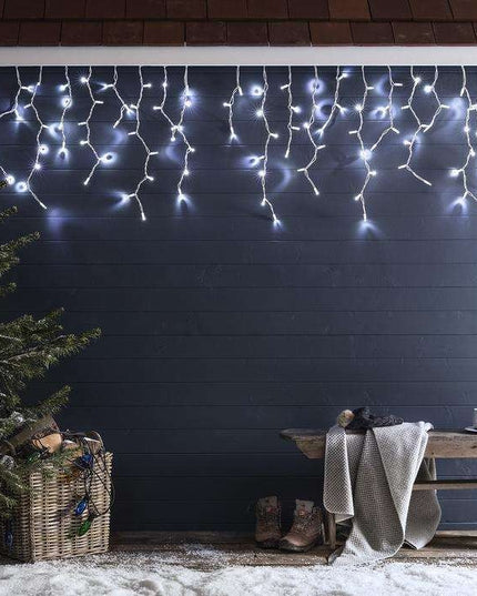 Instalatie de Craciun ® Tip Franjuri, Flash, cu transformator,572 LED-uri, Interconectabila, Fir