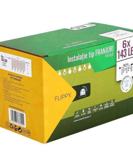 Instalatie de Craciun ® Tip Franjuri, Flash, cu transformator,858 LED-uri, Interconectabila, Fir