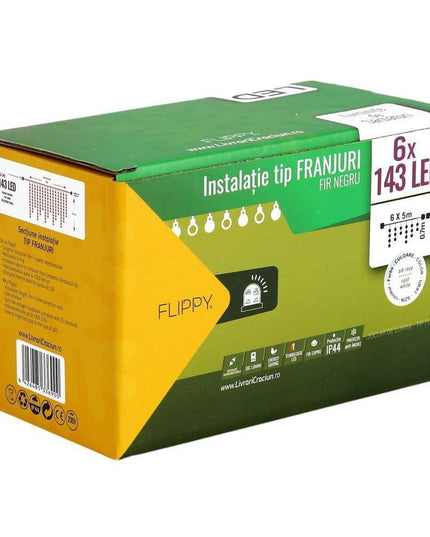 Instalatie de Craciun ® Tip Franjuri, Flash, cu transformator,858 LED-uri, Interconectabila, Fir