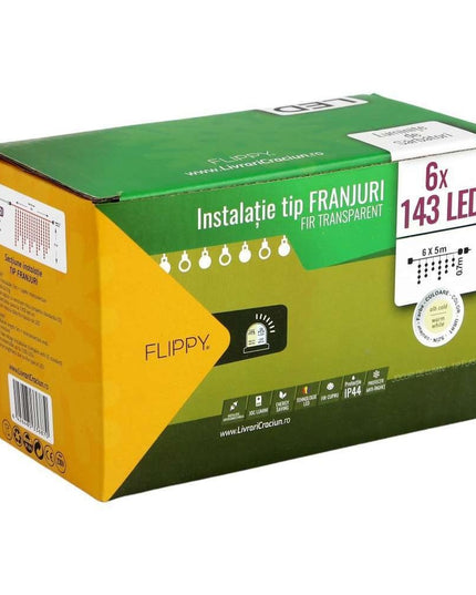 Instalatie de Craciun ® Tip Franjuri, Flash, cu transformator,858 LED-uri, Interconectabila, Fir