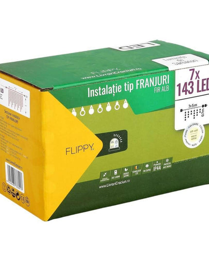 Instalatie de Craciun ® Tip Franjuri, Flash, cu transformator,1001 LED-uri, Interconectabila, Fir