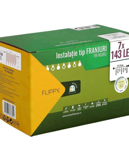 Instalatie de Craciun ® Tip Franjuri, Flash, cu transformator,1001 LED-uri, Interconectabila, Fir