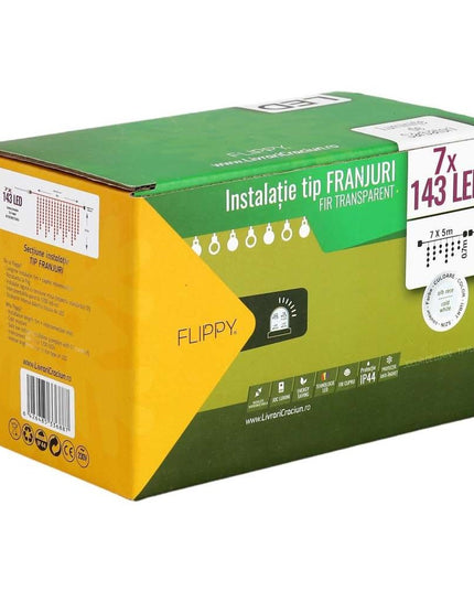 Instalatie de Craciun ® Tip Franjuri, Flash, cu transformator,1001 LED-uri, Interconectabila, Fir