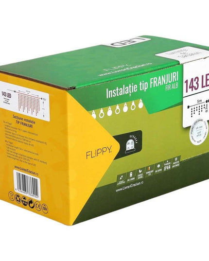 Instalatie de Craciun ® Tip Franjuri, Flash, cu transformator,143 LED-uri, Interconectabila, Fir