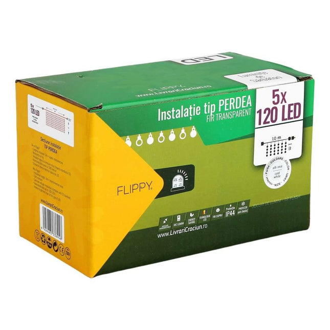 Instalatie de Craciun ® Tip Perdea, Flash, cu transformator, x , 600 LED-uri, Interconectabila, Fir