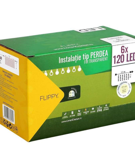 Instalatie de Craciun ® Tip Perdea, Flash, cu transformator, x , 720 LED-uri, Interconectabila, Fir