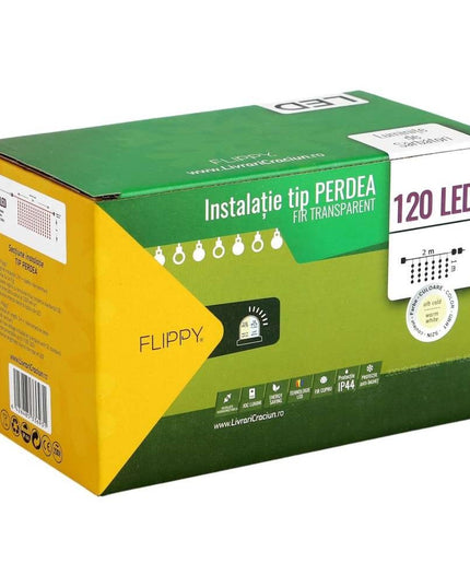 Instalatie de Craciun ® Tip Perdea, Flash, cu transformator, x , 120 LED-uri, Interconectabila, Fir