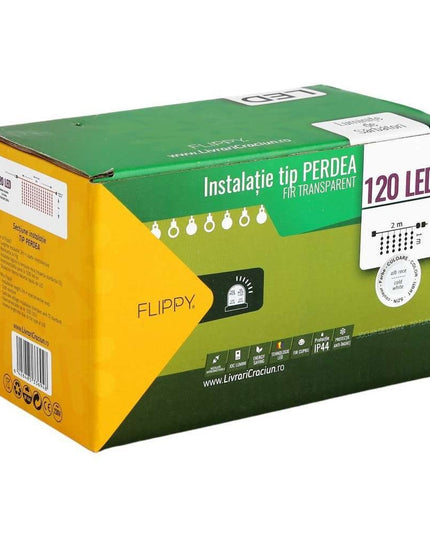 Instalatie de Craciun ® Tip Perdea, Flash, cu transformator, x , 120 LED-uri, Interconectabila, Fir