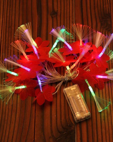 Instalatie de Craciun, ®, Tip Sir cu Baterii,20 LED-uri, Fibra Optica, Flori