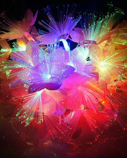 Instalatie de Craciun, ®, Tip Sir cu Baterii,20 LED-uri, Fibra Optica, Flori