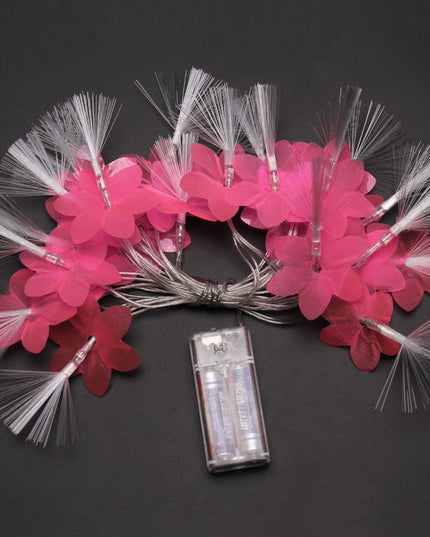 Instalatie de Craciun, ®, Tip Sir cu Baterii,20 LED-uri, Fibra Optica, Flori