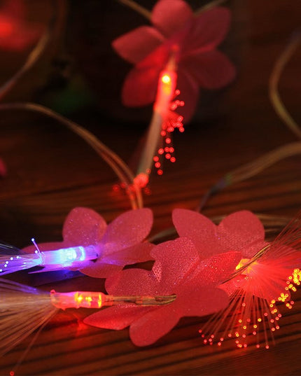 Instalatie de Craciun, ®, Tip Sir cu Baterii,20 LED-uri, Fibra Optica, Flori