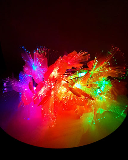 Instalatie de Craciun, ®, Tip Sir cu Baterii,20 LED-uri, Fibra Optica, Flori