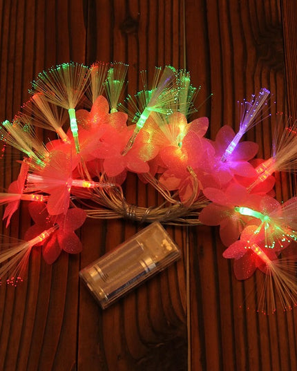 Instalatie de Craciun, ®, Tip Sir cu Baterii,20 LED-uri, Fibra Optica, Flori