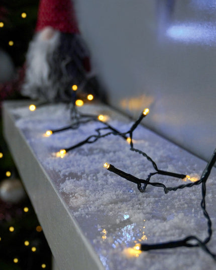 Instalatie de Craciun liniara Yoto,din care cablu priza 220V, 100 LED, 8 jocuri de lumini, controler, fir