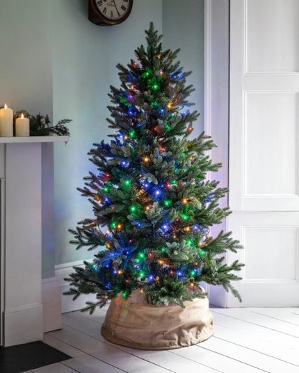 Instalatie de Craciun liniara Yoto,din care cablu priza 220V, 100 LED, 8 jocuri de lumini, pentru interior, controler, fir