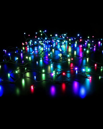 Instalatie de Craciun liniara Yoto,din care cablu priza 220V, 100 LED, 8 jocuri de lumini, pentru interior, controler, fir