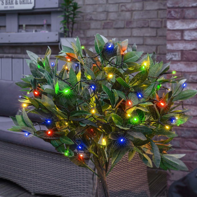 Instalatie de Craciun liniara Yoto,din care cablu priza 220V, 100 LED, 8 jocuri de lumini, pentru interior, controler, fir