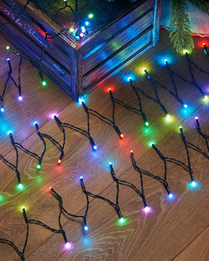 Instalatie de Craciun Liniara Yoto,din care Prelungitor 220V, 300 LED, 8 jocuri de lumini, Controler, Utilizare Interior/Exterior, Fir