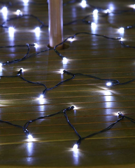 Instalatie de Craciun Liniara Yoto,din care Prelungitor 220V, 300 LED, 8 jocuri de lumini, Controler, Utilizare Interior/Exterior, Fir