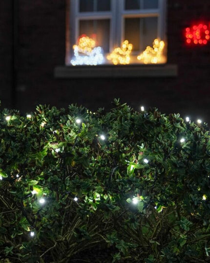 Instalatie de Craciun Liniara Yoto,din care Prelungitor 220V, 300 LED, 8 jocuri de lumini, Controler, Utilizare Interior/Exterior, Fir