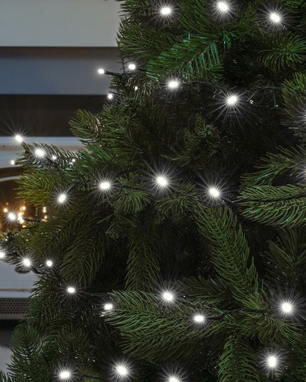 Instalatie de Craciun liniara Yoto,din care cablu priza 220V, 300 LED, 8 jocuri de lumini, beculet in 6 colturi, pentru interior, controler, fir