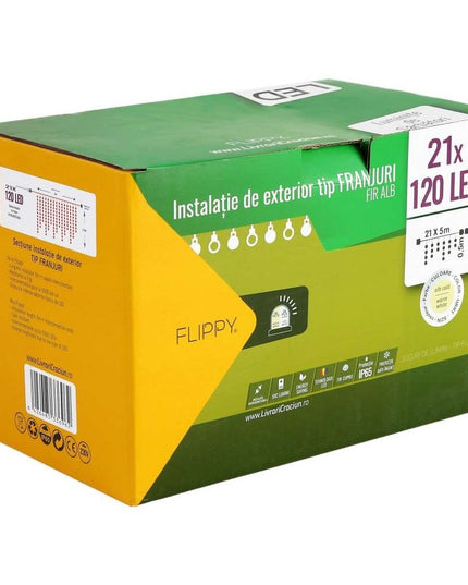 Instalatie de Craciun Premium ® Tip Franjuri, Flash, cu transformator,2520 LED-uri, Interconectabila, Fir