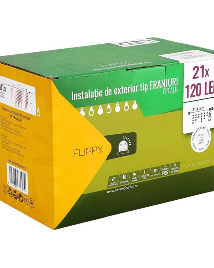 Instalatie de Craciun Premium ® Tip Franjuri, Flash, cu transformator,2520 LED-uri, Interconectabila, Fir