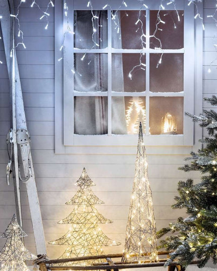 Instalatie de Craciun Premium ® Tip Franjuri, Flash, cu transformator,4680 LED-uri, Interconectabila, Fir