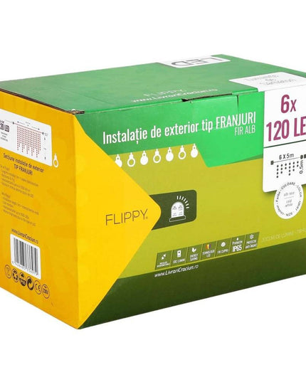 Instalatie de Craciun Premium ® Tip Franjuri, Flash, cu transformator,720 LED-uri, Interconectabila, Fir