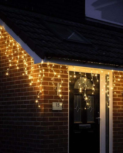 Instalatie de Craciun Premium ® Tip Franjuri, Flash, cu transformator,120 LED-uri, Interconectabila, Fir