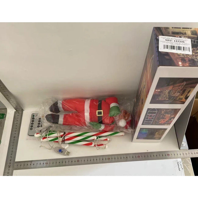 Instalatie LED de Craciun, cu Accesorii, Lumina Calda, Lungime , 4 Trepte, 72 de Luminite, 8 Moduri, Model Mos Craciun pe Scara