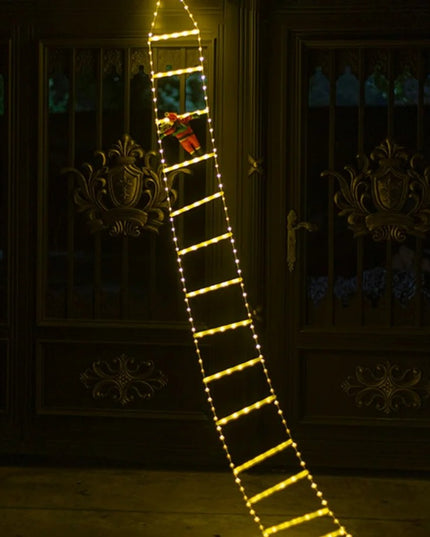 Instalatie LED de Craciun, cu Accesorii, Lumina Calda, Lungime , 16 Trepte, 288 de Luminite, 8 Moduri, Model Mos Craciun pe Scara